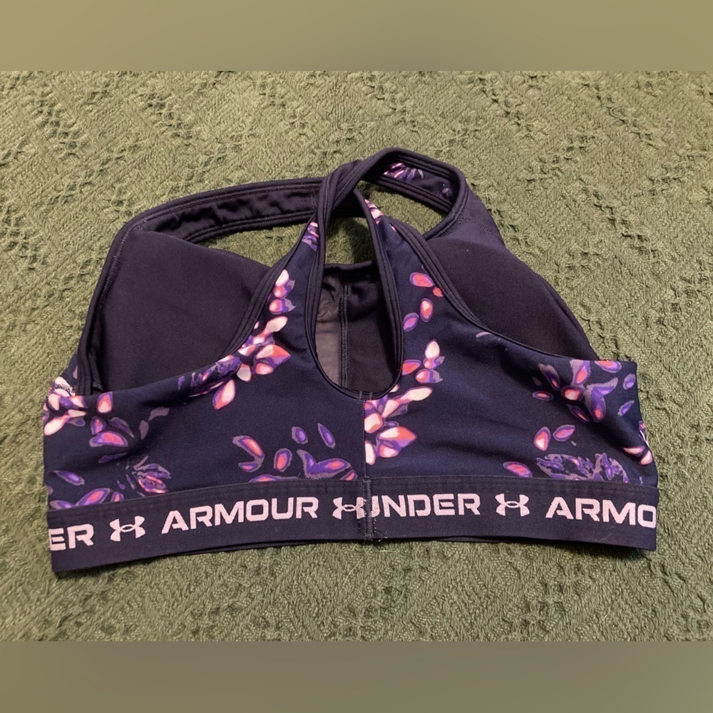 Under Armour Women's Blue And Purple Crossback Mid Sports Bra Size 1X - Picture 5 of 10